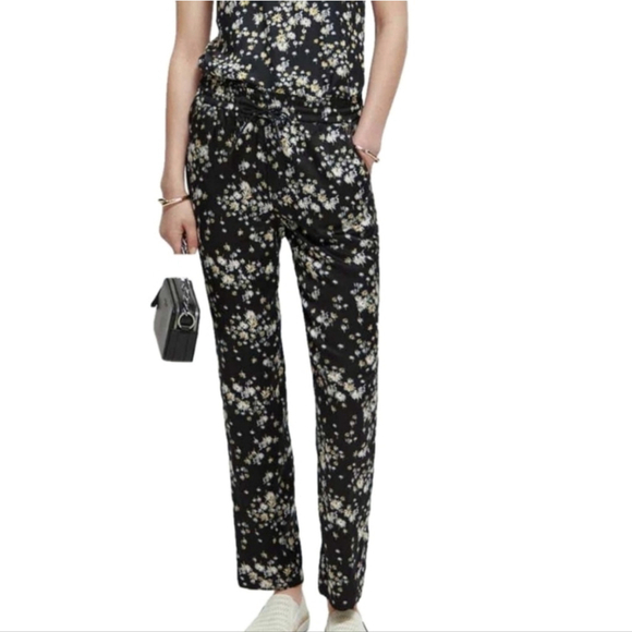 Scotch & Soda Nina Mid-rise Tapered Trousers Dandelion Black Women's Size Large - Picture 1 of 16